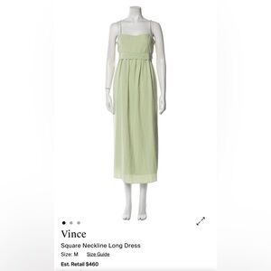 Vince Light Green Midi Dress with Gathered Waist